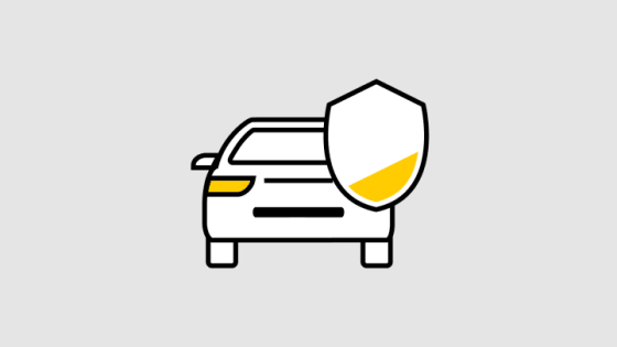 Auto mit gelb gefülltem Schutzschild - Kfz Haftpflichtversicherung ADAC