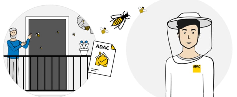 Mann ist verärgert über Wespennest vor der Tür - ADAC Handwerker