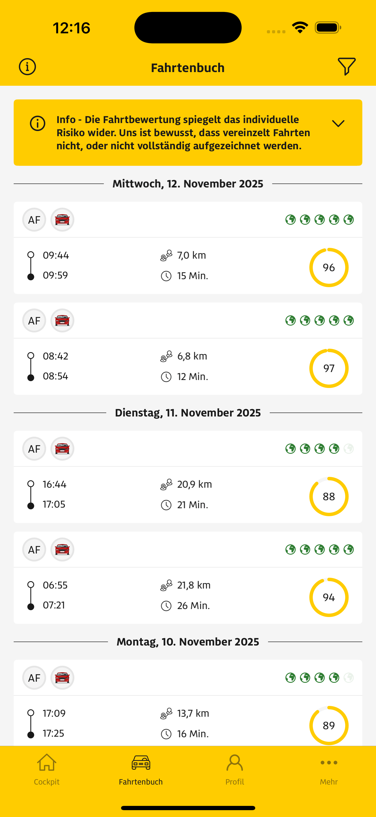 ADAC Fahr + Spar App Screenshot