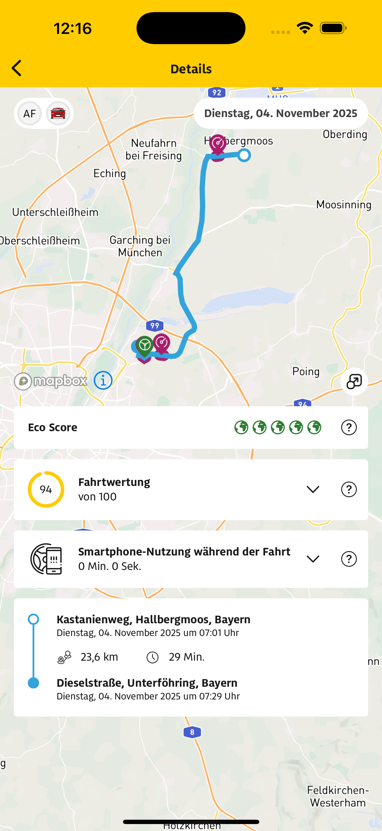 ADAC Fahr + Spar App Screenshot